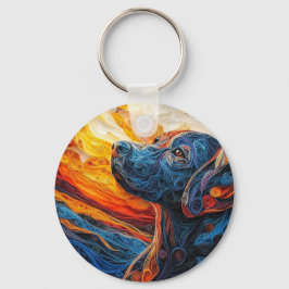 Färgfull Labrador Retriever Hund Porträtt Nyckelring