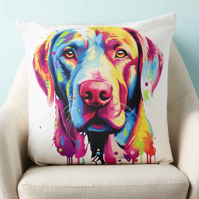 Färgfull Labrador Retriever Retro Hund älskare Kudde (Skapare uppladdad)