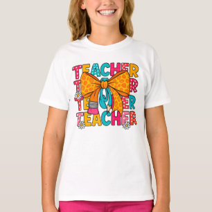 Färgfull läraruppskattning T-Shirt med Leopard
