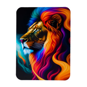 Färgfull Lejon Ansikte Art Magnet