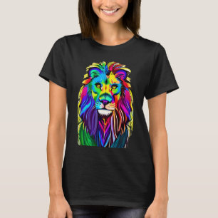 Färgfull Lejon Ansikte Mystical Fantasy Art T Shirt