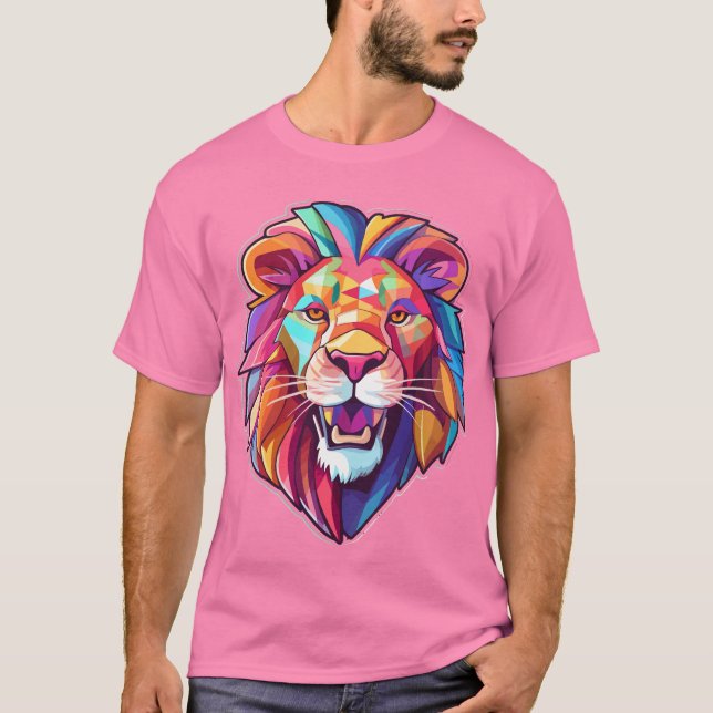 Färgfull Lejon Ansikte T-Shirt (Framsida)