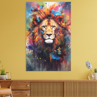 Färgfull Lejon Wall Art Elegant Modern Canvastryck