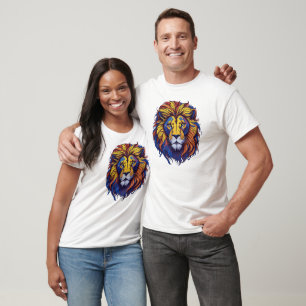 Färgfull Lejona Ansikte T Shirt