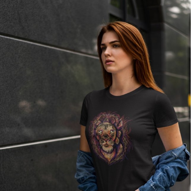 Färgfull Lejona Ansikte T Shirt (Skapare uppladdad)