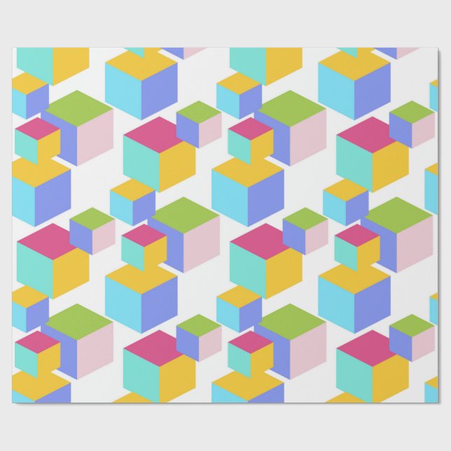 Färgfull Leksak Blocks Art Mönster Presentpapper (Platt)
