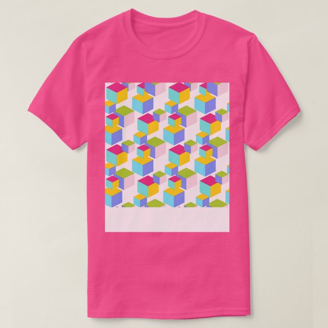 Färgfull Leksak Blocks Art Mönster T Shirt (Design framsida)