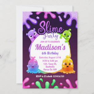 Färgfull Leksak Slime Födelsedagsfest inbjudan