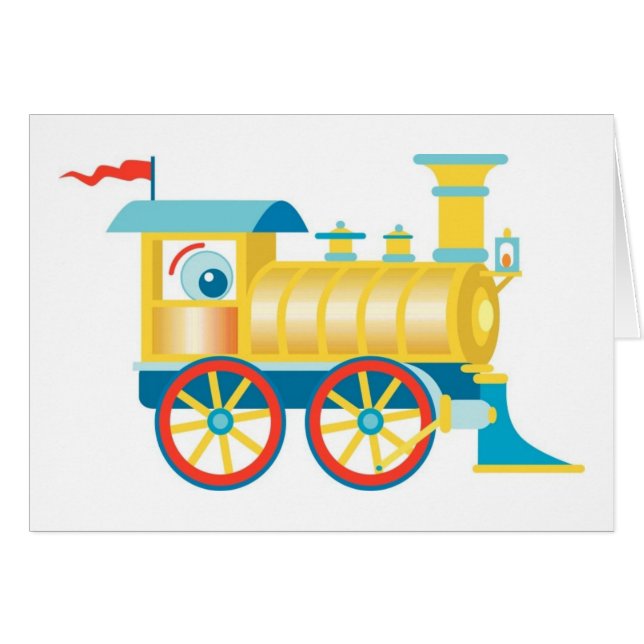 Färgfull Leksak Tåg Hälsningskort (Framsidan Horizontal)