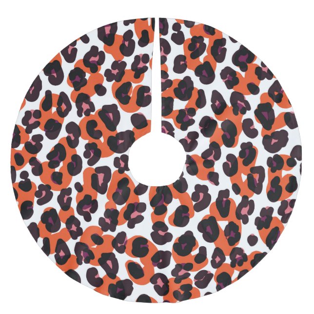 Färgfull Leopard Mönster: Sömlös design. Julgransmatta Borstad Polyester (Framsidan)