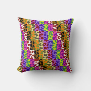 Färgfull Leopard Print Squares Checker Mönster 11 Kudde