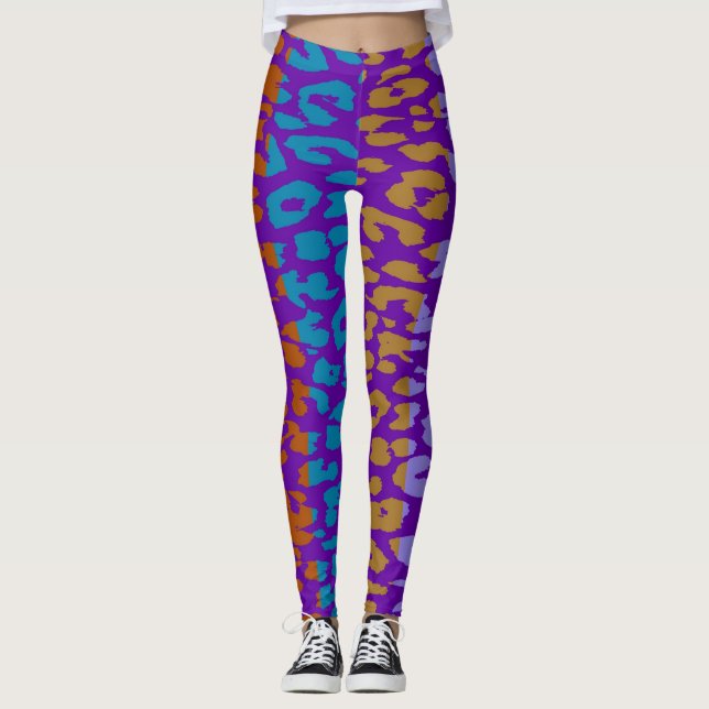 Färgfull Leopard Skin Mönster #33 Leggings (Framsida)