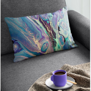 Färgfull Lila Ultra Violet Bright Fluid Abstrakt Lumbarkudde