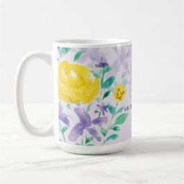 Färgfull Lilac Boho Blommigt Vattenfärg Kaffemugg