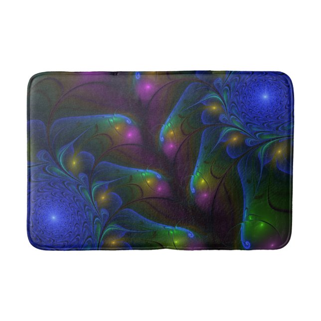 Färgfull ljusstark Abstrakt Modern Trippy Fractal Badrumsmatta (Framsidan)