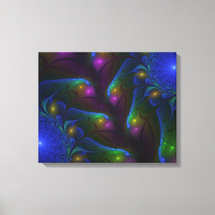Färgfull ljusstark Abstrakt Modern Trippy Fractal Canvastryck