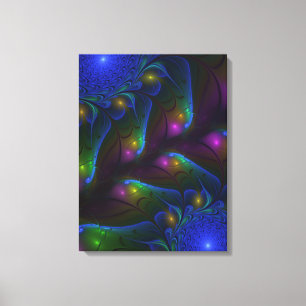 Färgfull ljusstark Abstrakt Modern Trippy Fractal Canvastryck