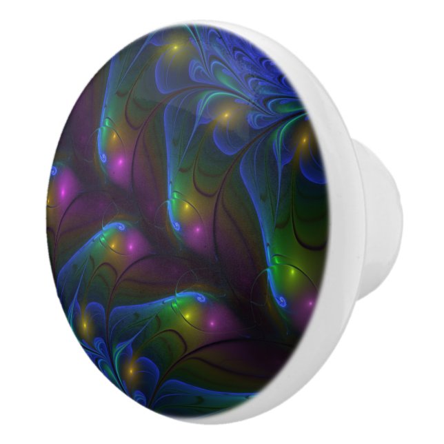 Färgfull ljusstark Abstrakt Modern Trippy Fractal Knopp (Höger)