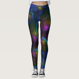 Färgfull ljusstark Abstrakt Modern Trippy Fractal Leggings