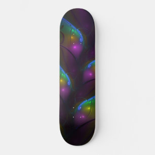 Färgfull ljusstark Abstrakt Modern Trippy Fractal Mini Skateboard Bräda 18,5 Cm