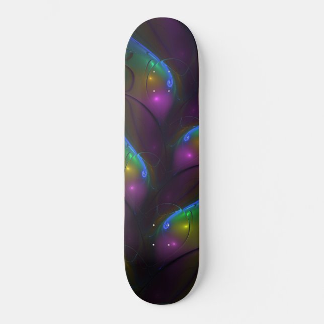 Färgfull ljusstark Abstrakt Modern Trippy Fractal Mini Skateboard Bräda 18,5 Cm (Framsida)