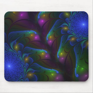 Färgfull ljusstark Abstrakt Modern Trippy Fractal Musmatta