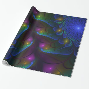 Färgfull ljusstark Abstrakt Modern Trippy Fractal Presentpapper