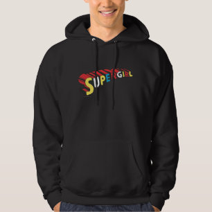 Färgfull Logotyp för supertjej Sweatshirt Med Luva