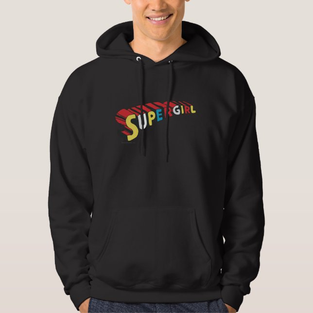 Färgfull Logotyp för supertjej Sweatshirt Med Luva (Framsida)