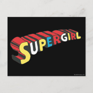 Färgfull Logotyp för supertjej Vykort