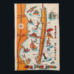 Färgfull Long Beach Island Karta Kökshandduk<br><div class="desc">Färgfullt,  roligt-vykort karta på Long Beach Island,  New jersey återanvänt på en roligt kökshandduk!</div>