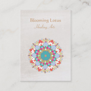 Färgfull Lotus Flower Mandala-lagningskonst Visitkort