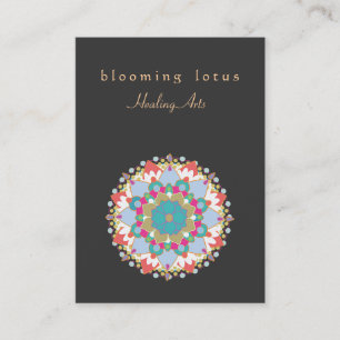 Färgfull Lotus Flower Mandala-lagningskonst Visitkort