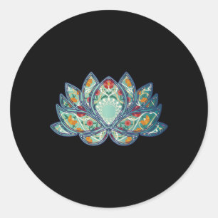 Färgfull Lotus Flower Runt Klistermärke