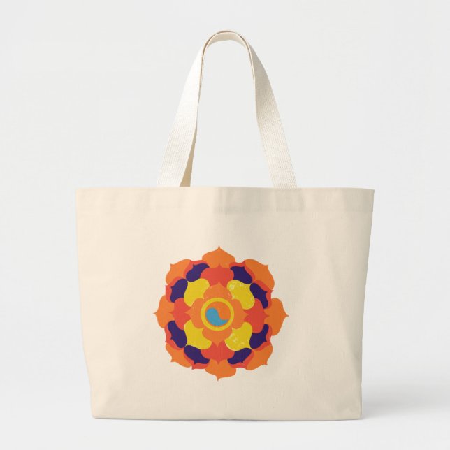 Färgfull Lotus Flower Yin & Yang Mandala Jumbo Tygkasse (Framsidan)