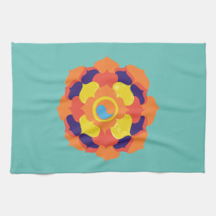 Färgfull Lotus Flower Yin & Yang Mandala Kökshandduk