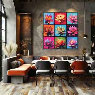 Färgfull Lotus Grid-popup-bild - Vibrant Blommigt Poster