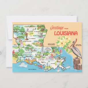 Färgfull Louisiana Karta Flytta Announcement Julkort
