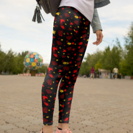 Färgfull Löv Leggings