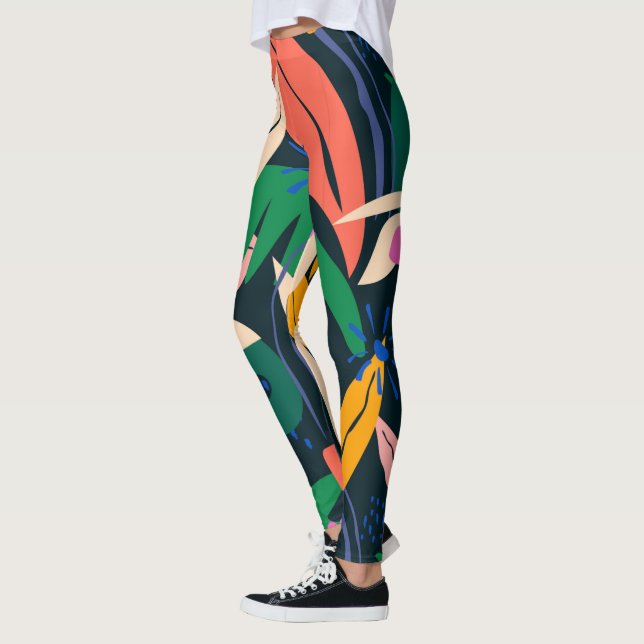 Färgfull löv mönster, levande leggings (Vänster)