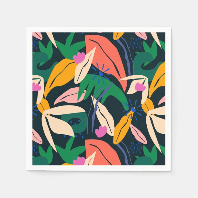 Färgfull löv mönster pappersservett (Framsidan)