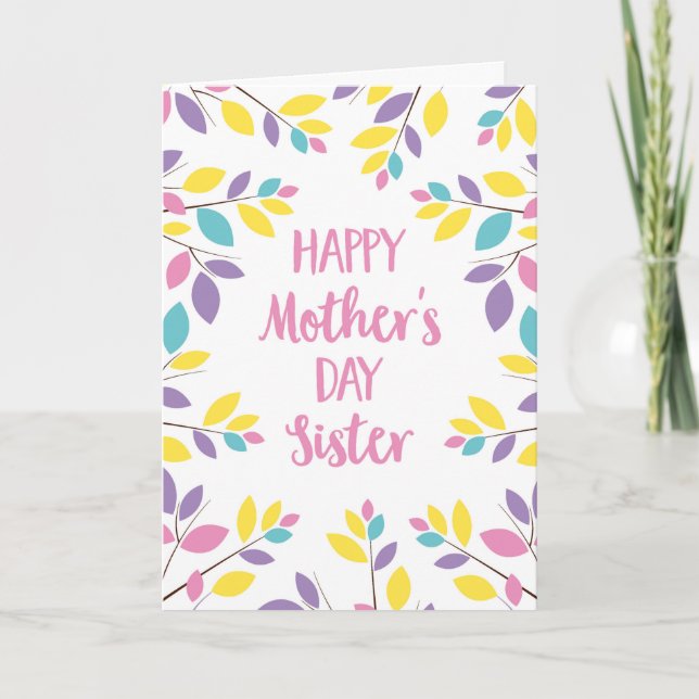 Färgfull löv Mors dag för syster Kort (Framsida)