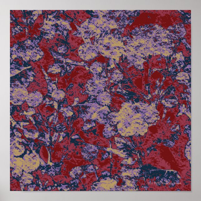 Färgfull löv och blomkamouflage mönster poster (Framsidan)