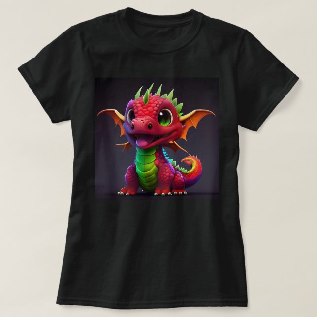Färgfull Lycklig Baby-draken T Shirt (Design framsida)