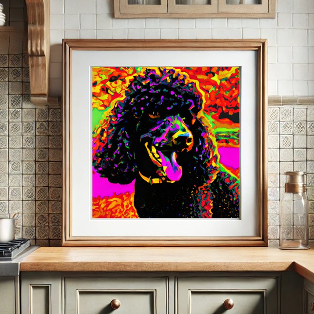 Färgfull Lycklig Black Pudel Porträtt Poster (Skapare uppladdad)