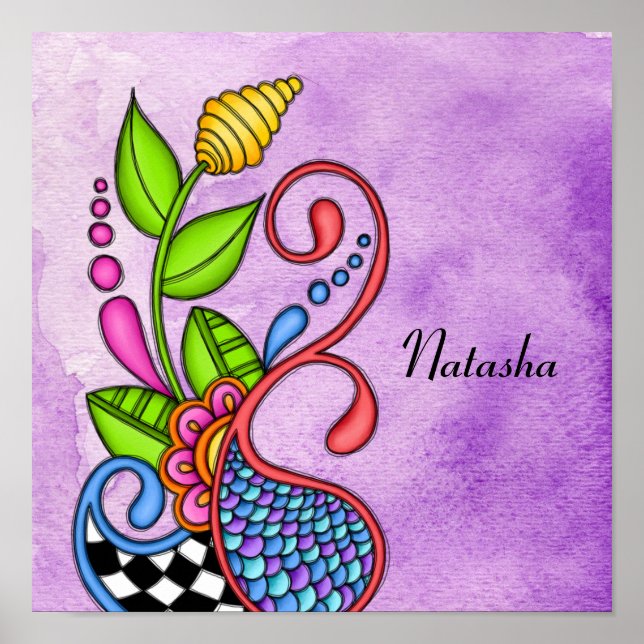 Färgfull Lycklig-doodldesign Poster (Framsidan)