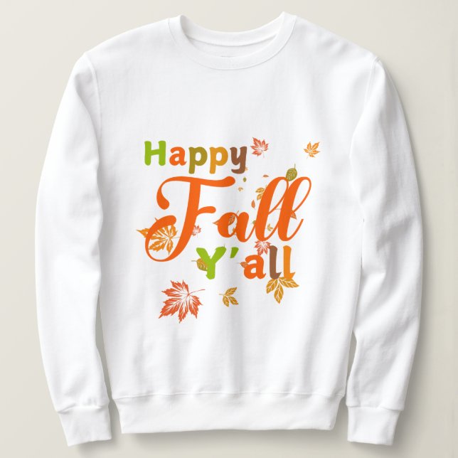 Färgfull Lycklig Fall Y med Höst löv T Shirt (Design framsida)