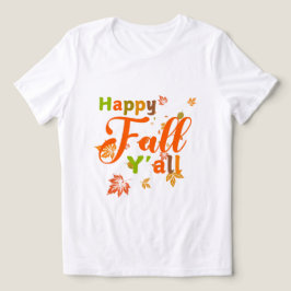 Färgfull Lycklig Fall Y med Höst löv T Shirt