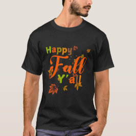 Färgfull Lycklig Fall Y med Höst löv T Shirt