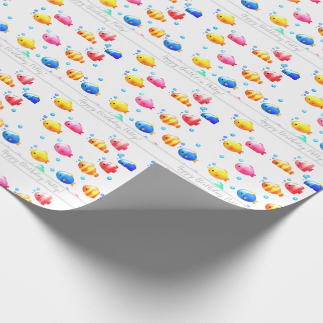 Färgfull Lycklig-fisk med bubblor Presentpapper (Hörn)